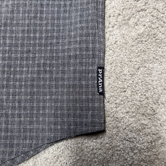 prAna Garvan Shirt Mens Large Gray Plaid Short Sleeve Vented Outdoor Hiking - Picture 6 of 10